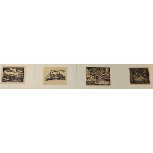 176 - A. Ross-Thomas, 9 black and white woodcut prints 