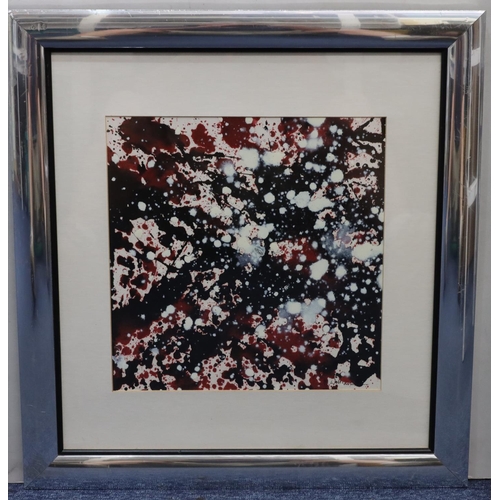 184 - An abstract, indistinctly signed, 30cm x 29.5cm, in silvered frame