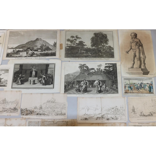 208 - A collection of various antique black and white prints and engravings