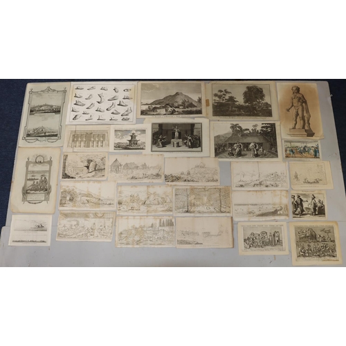 208 - A collection of various antique black and white prints and engravings