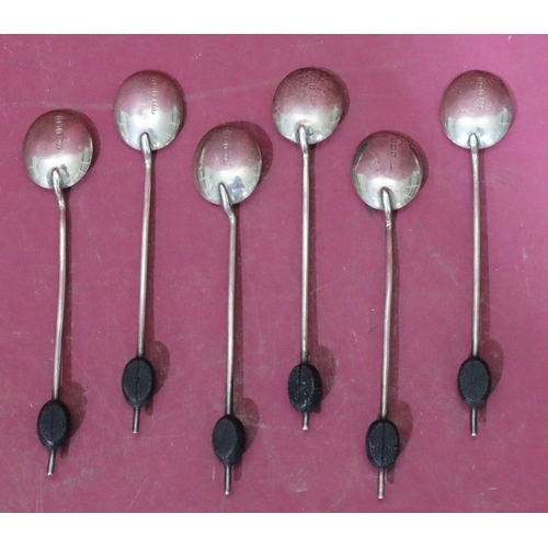 212 - A set of 6 Birmingham silver coffee bean spoons