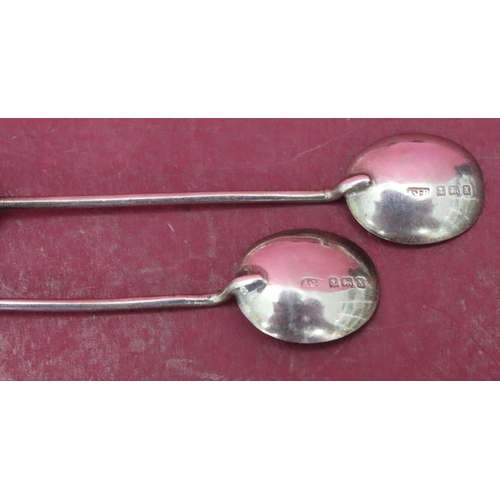 212 - A set of 6 Birmingham silver coffee bean spoons