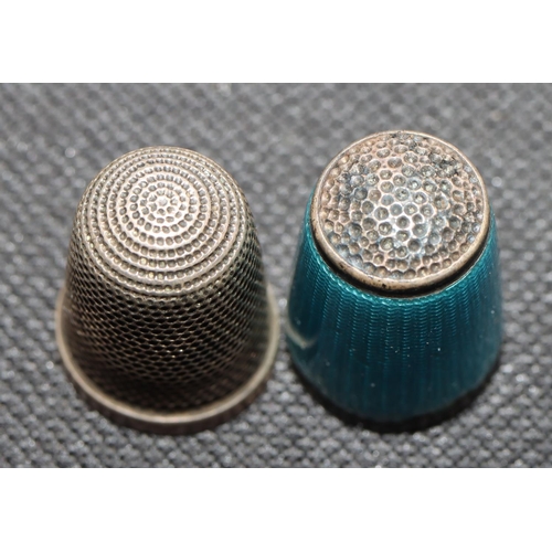 246 - A silver and turquoise enamelled thimble and another silver thimble (2)