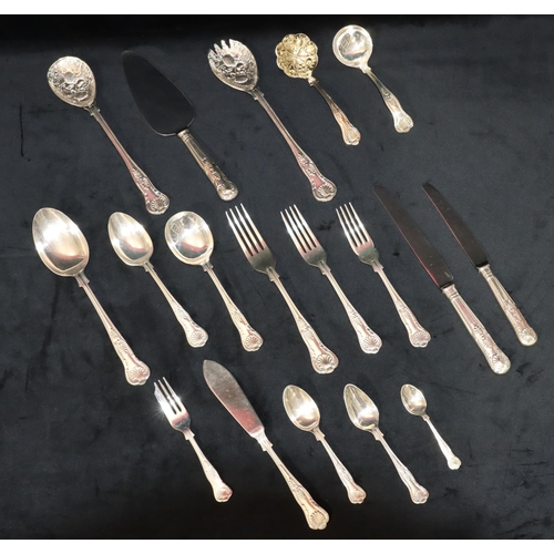 275 - A modern silver plated Kings pattern 12 place setting flatware service, comprising of 12 dinner kniv... 