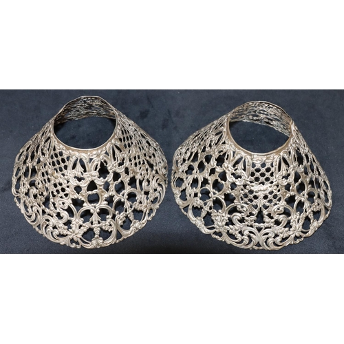 278 - A pair of Gorham silver coloured metal round shades with allover pierced and embossed leaf and scrol... 