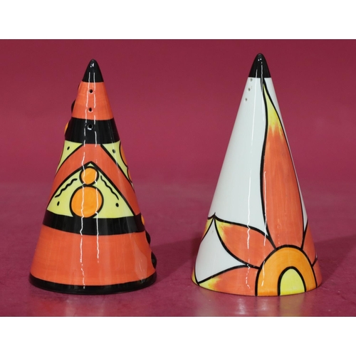 3 - 2 Lorna Bailey limited edition Art Deco style conical shaped castors, 13cm high (2)