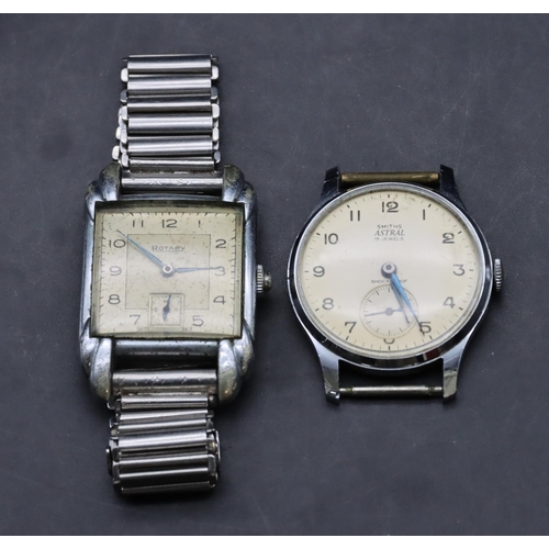 548 - A Rotary stainless steel wristwatch with square dial, seconds dial and Arabic numerals, later bracel... 