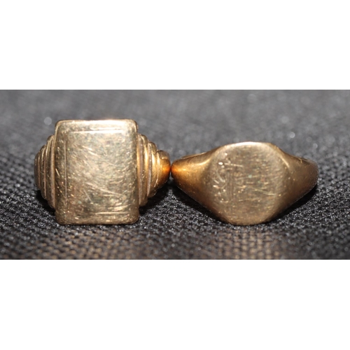 555 - 2 9ct gold gentlemen's signet rings, Size L and L/M, 6 grams (2)