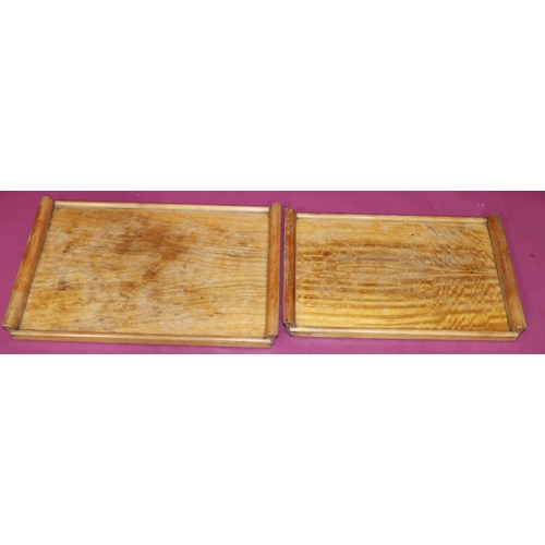 617 - 2 Gordon Russell graduated rectangular shaped trays, both labelled, largest 50.5cm high, 33cm deep