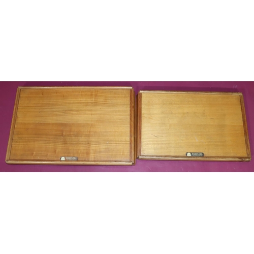 617 - 2 Gordon Russell graduated rectangular shaped trays, both labelled, largest 50.5cm high, 33cm deep