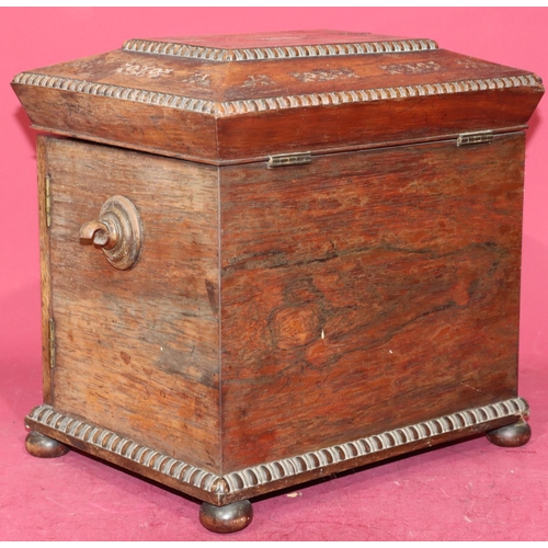 630 - A 19th Century rosewood tabletop needlework cabinet with allover inlaid Mother of Pearl decoration, ... 