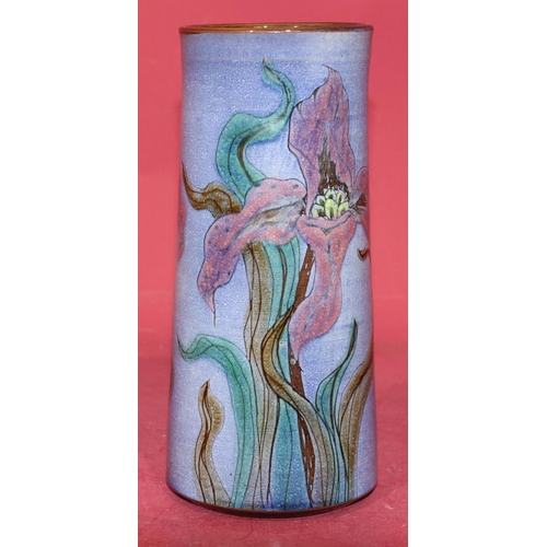 64 - A new Chelsea Pottery vase on pale blue ground with multi-coloured floral and leaf decoration, circa... 