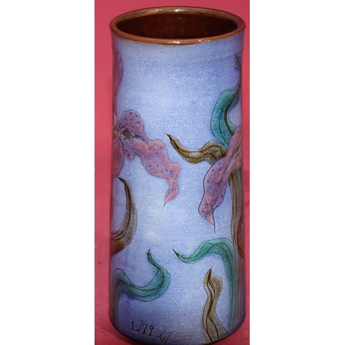 64 - A new Chelsea Pottery vase on pale blue ground with multi-coloured floral and leaf decoration, circa... 