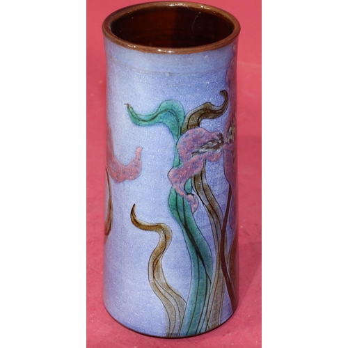 64 - A new Chelsea Pottery vase on pale blue ground with multi-coloured floral and leaf decoration, circa... 