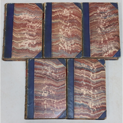 667 - 5 19th Century part leather bound books 