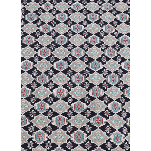 688 - A 20th Century Persian rug on cream and blue ground with allover medallions, 229cm x 156cm