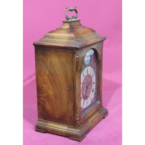 741 - Perivale walnut 8-day striking Westminster chime half-strike bracket clock with brass arched dial, s... 