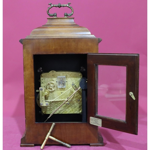 741 - Perivale walnut 8-day striking Westminster chime half-strike bracket clock with brass arched dial, s... 