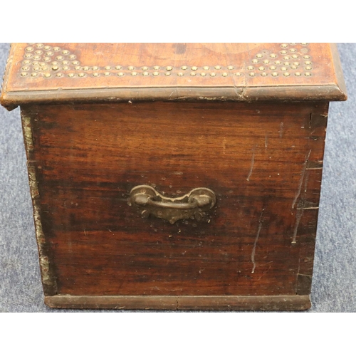 755 - A 19th Century Zanzibar chest with allover brass studded decoration, hinged lid, 93cm wide, 42cm dee... 