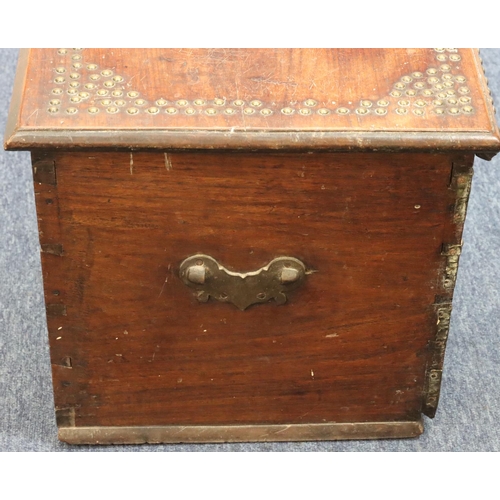 755 - A 19th Century Zanzibar chest with allover brass studded decoration, hinged lid, 93cm wide, 42cm dee... 