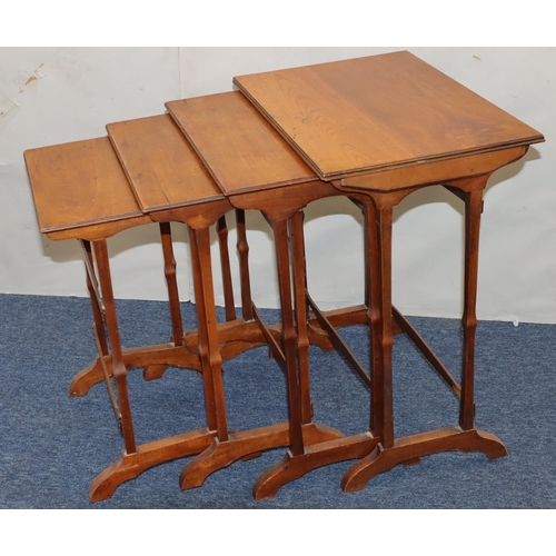 764 - A quartetto nest of 4 mahogany rectangular shaped coffee tables on splayed feet, largest 54.5cm wide... 