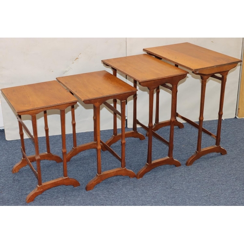 764 - A quartetto nest of 4 mahogany rectangular shaped coffee tables on splayed feet, largest 54.5cm wide... 