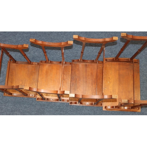 764 - A quartetto nest of 4 mahogany rectangular shaped coffee tables on splayed feet, largest 54.5cm wide... 