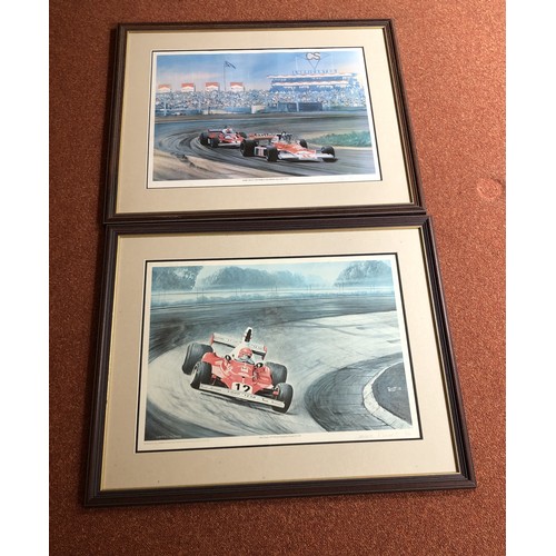 4255 - 2 limited edition racing prints, James Hunt, 1976 World Champion, McClaren M23, numbered 5/500, sign... 