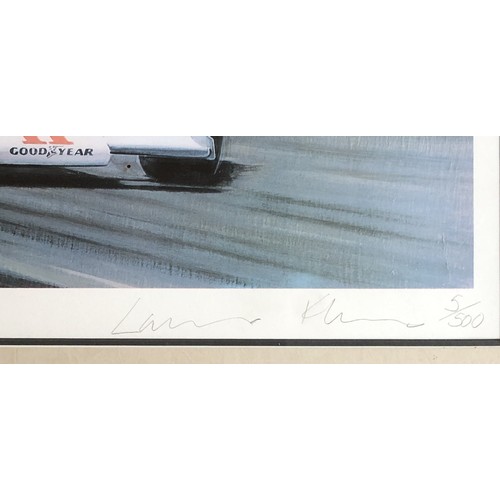 4255 - 2 limited edition racing prints, James Hunt, 1976 World Champion, McClaren M23, numbered 5/500, sign... 