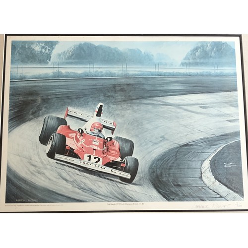 4255 - 2 limited edition racing prints, James Hunt, 1976 World Champion, McClaren M23, numbered 5/500, sign... 