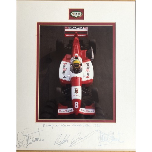 4257 - A Macau Grand Prix 1996 Racing poster with Paul Stewart letter to back, signed by Paul Stewart and o... 