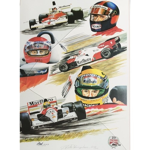 4258 - A limited edition Racing Print numbered 656/800 with artist's signature to base, in metal frame, 47.... 