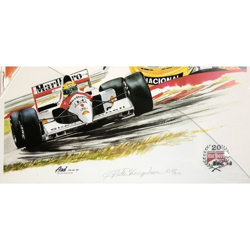 4258 - A limited edition Racing Print numbered 656/800 with artist's signature to base, in metal frame, 47.... 