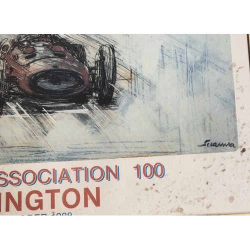 4259 - A Historic Grand Prix Cars Association 1988 poster with pencil signatures to base, signed by artist ... 