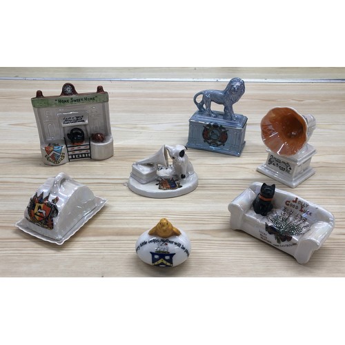 4266 - A miniature Carlton china oven, cheese dish with cover, His Master's Voice dog and gramophone, Jolly... 