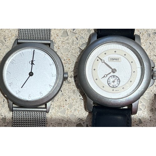 4272 - A Gents Esprit wristwatch with leather strap and Calvin Klein circular wristwatch (both need new bat... 