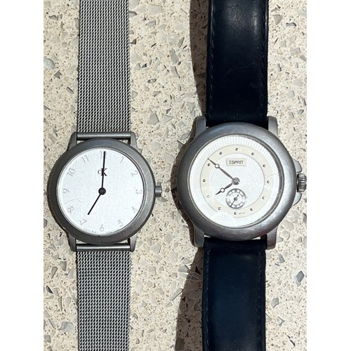 4272 - A Gents Esprit wristwatch with leather strap and Calvin Klein circular wristwatch (both need new bat... 