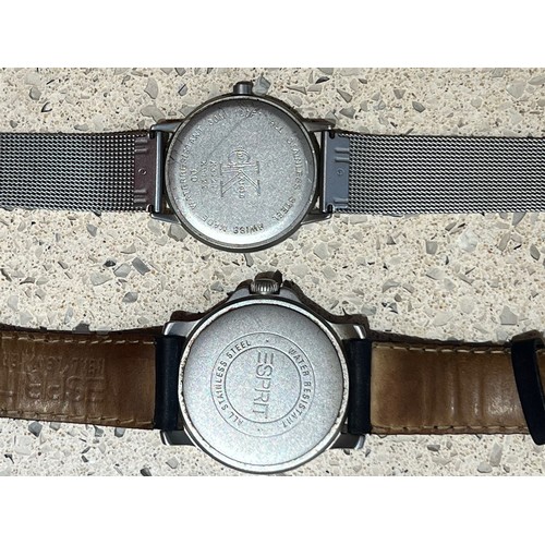 4272 - A Gents Esprit wristwatch with leather strap and Calvin Klein circular wristwatch (both need new bat... 