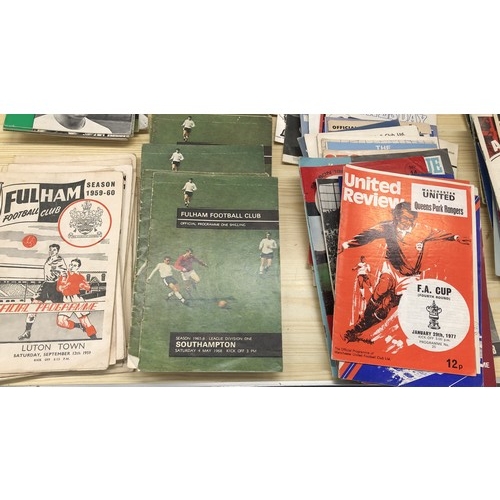 4270 - Circa 200 football programs dating from 1959 onwards, mainly Fulham, some Chelsea and England 1966.