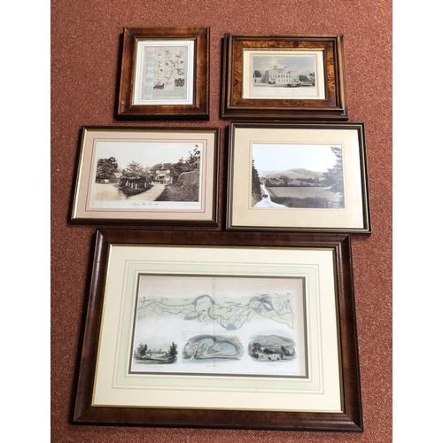 4274 - 5 framed pictures, Dorking and Surrounding areas, The River Mole, Outwood Bell Inn 1906 etc largest ... 