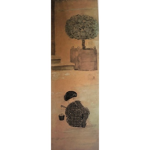 4286 - A pair of Japanese style prints in silver coloured frames, 54 x 113cm overall.