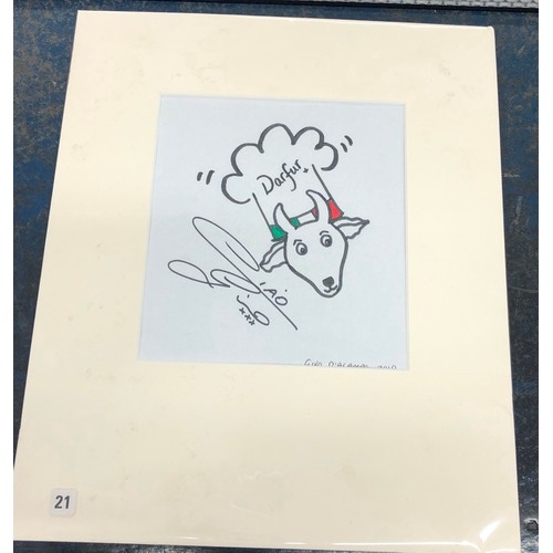 4287 - A signed drawing by chef Gino D'Acampo dated 2010, part of Kids for Kids charity fundraiser, 14 x 15... 