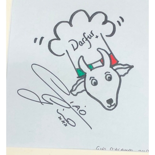 4287 - A signed drawing by chef Gino D'Acampo dated 2010, part of Kids for Kids charity fundraiser, 14 x 15... 