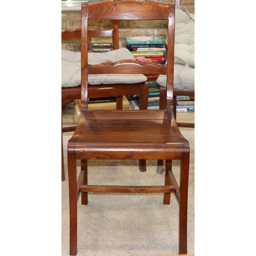 4288 - A set of 7 dining chairs with wooden slatted seats, grey fabric base cushions. This Lot is not held ... 