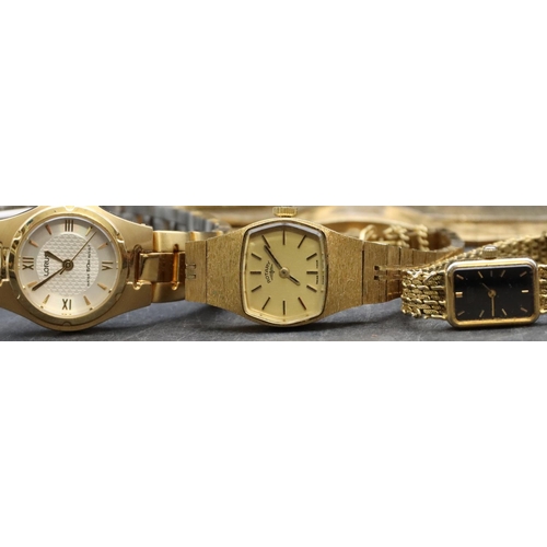 587 - A ladies' Sekonda circular wristwatch with matching strap bracelet and 6 other ladies' gold plated w... 