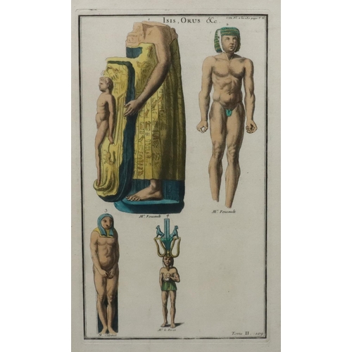 7206 - A 19th Century coloured print depicting various Egyptian figures 