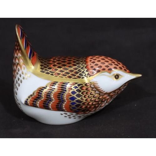 101 - A Royal Crown Derby Imari pattern paperweight in the form of a bird with silver coloured stopper, 6.... 