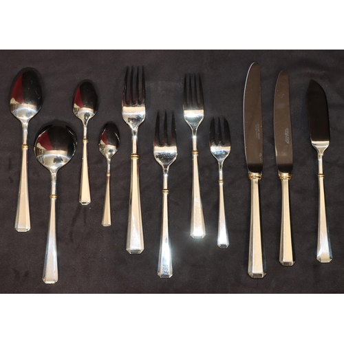 217 - Guy Degrenne stainless steel 12-place setting flatware service (complete) in fitted mahogany case