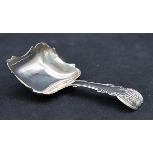 233 - A George III silver caddy spoon with rectangular scallop shaped bowl, Birmingham 1817, maker's mark ... 