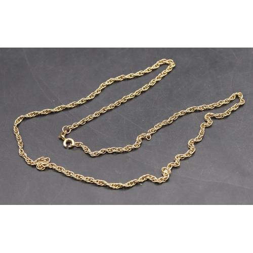 406 - A 9ct gold twist chain (clasp a/f), 46cm long, 5.4 grams